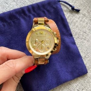 Michael Kors watch with brown leather bracelet